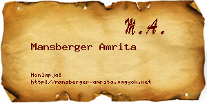 Mansberger Amrita névjegykártya